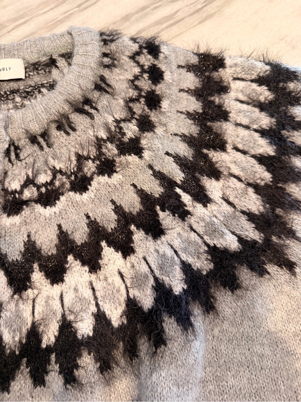 Cozy Gray Fair Isle Cardigan Sweater - Picture 3 of 6